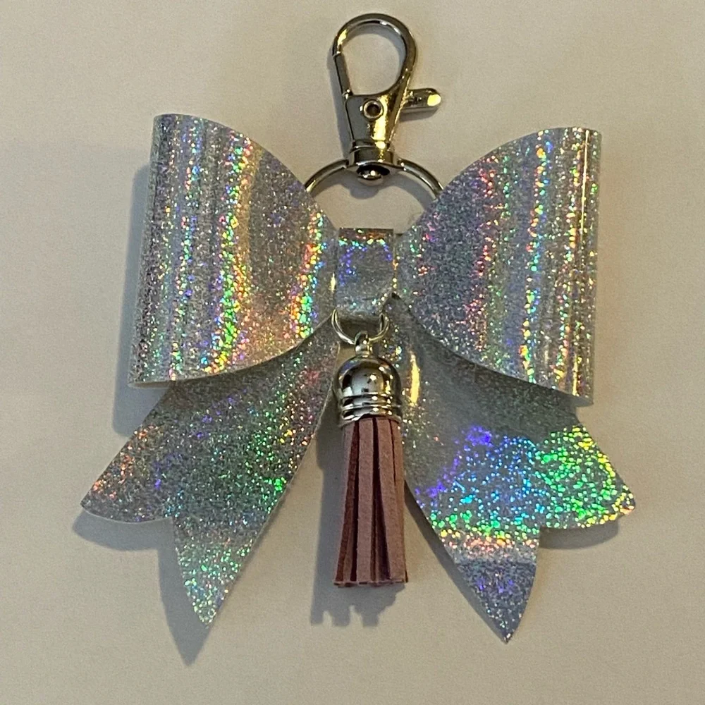 Iridescent and Tassel Bag Charm Key Chain